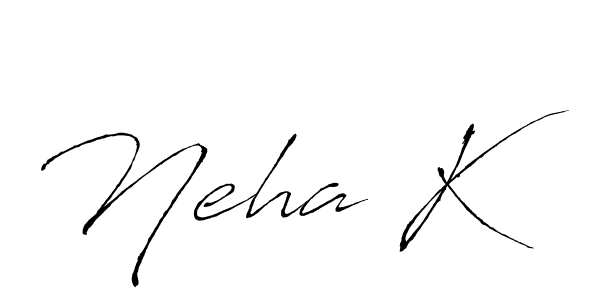 Make a beautiful signature design for name Neha K. With this signature (Antro_Vectra) style, you can create a handwritten signature for free. Neha K signature style 6 images and pictures png
