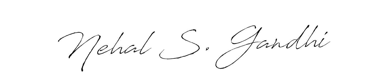 How to make Nehal S. Gandhi name signature. Use Antro_Vectra style for creating short signs online. This is the latest handwritten sign. Nehal S. Gandhi signature style 6 images and pictures png