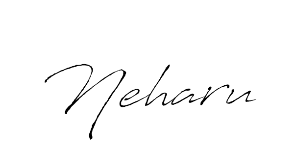 Make a beautiful signature design for name Neharu. With this signature (Antro_Vectra) style, you can create a handwritten signature for free. Neharu signature style 6 images and pictures png