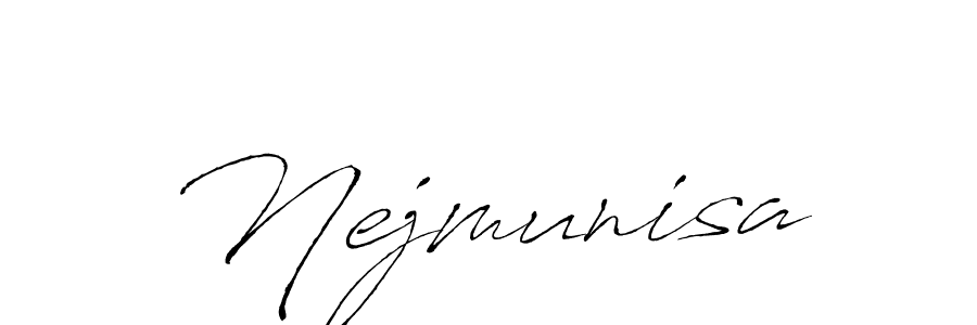 The best way (Antro_Vectra) to make a short signature is to pick only two or three words in your name. The name Nejmunisa include a total of six letters. For converting this name. Nejmunisa signature style 6 images and pictures png