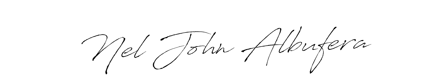 How to make Nel John Albufera name signature. Use Antro_Vectra style for creating short signs online. This is the latest handwritten sign. Nel John Albufera signature style 6 images and pictures png