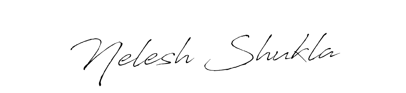 The best way (Antro_Vectra) to make a short signature is to pick only two or three words in your name. The name Nelesh Shukla include a total of six letters. For converting this name. Nelesh Shukla signature style 6 images and pictures png