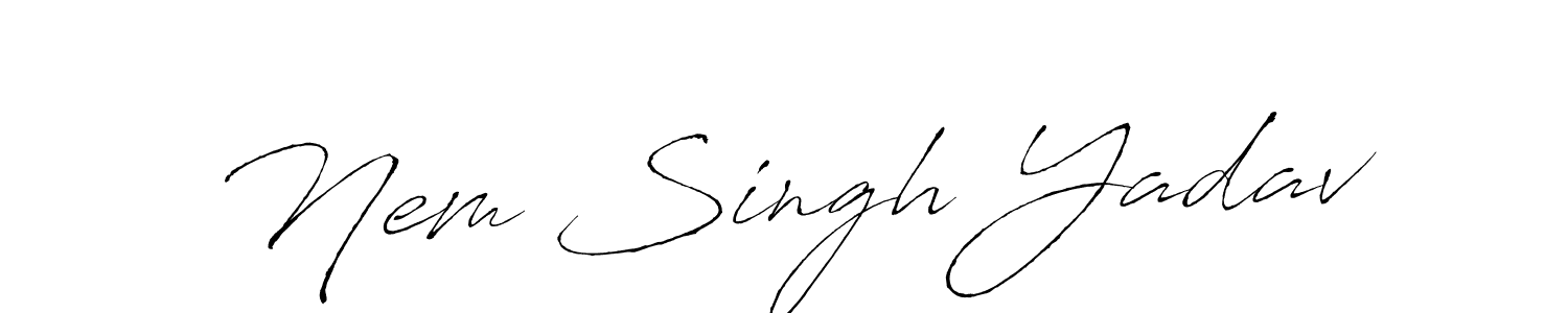 You should practise on your own different ways (Antro_Vectra) to write your name (Nem Singh Yadav) in signature. don't let someone else do it for you. Nem Singh Yadav signature style 6 images and pictures png