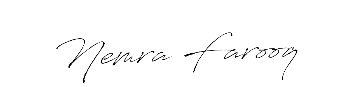 Make a beautiful signature design for name Nemra Farooq. With this signature (Antro_Vectra) style, you can create a handwritten signature for free. Nemra Farooq signature style 6 images and pictures png