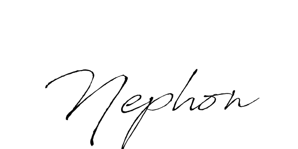 Make a beautiful signature design for name Nephon. With this signature (Antro_Vectra) style, you can create a handwritten signature for free. Nephon signature style 6 images and pictures png