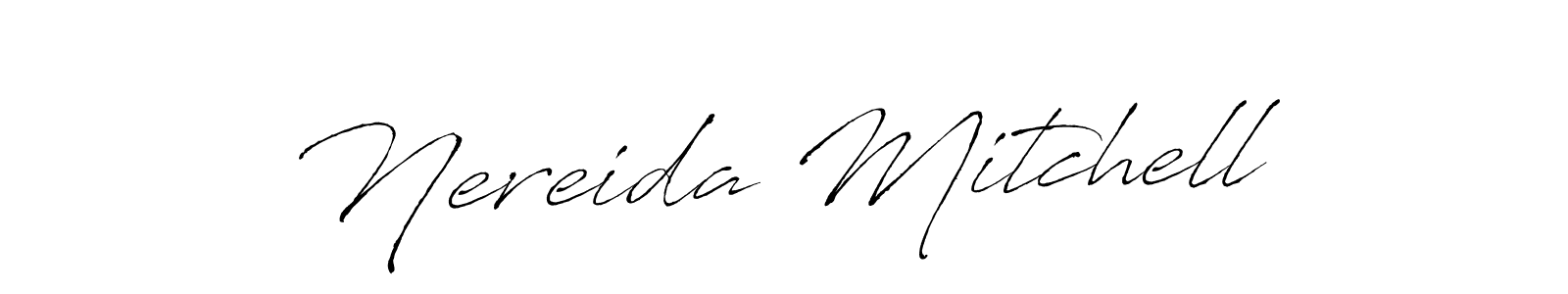 How to make Nereida Mitchell name signature. Use Antro_Vectra style for creating short signs online. This is the latest handwritten sign. Nereida Mitchell signature style 6 images and pictures png