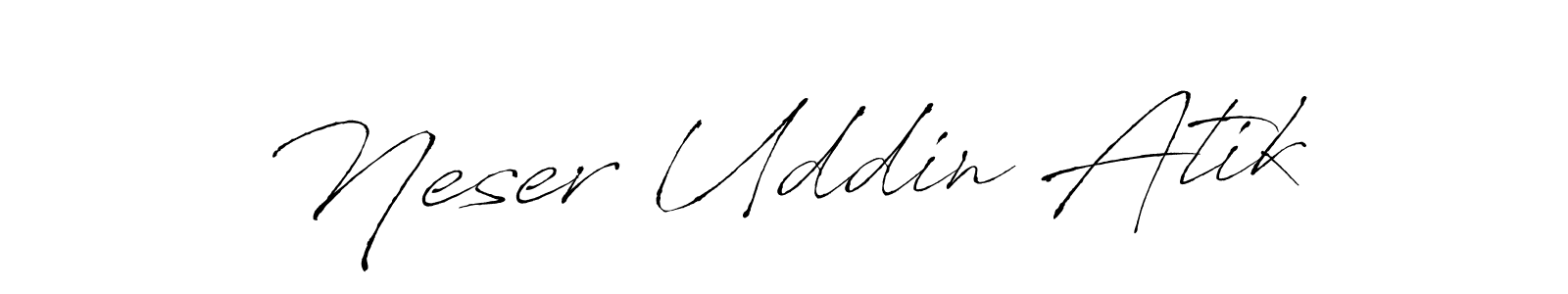 Create a beautiful signature design for name Neser Uddin Atik. With this signature (Antro_Vectra) fonts, you can make a handwritten signature for free. Neser Uddin Atik signature style 6 images and pictures png