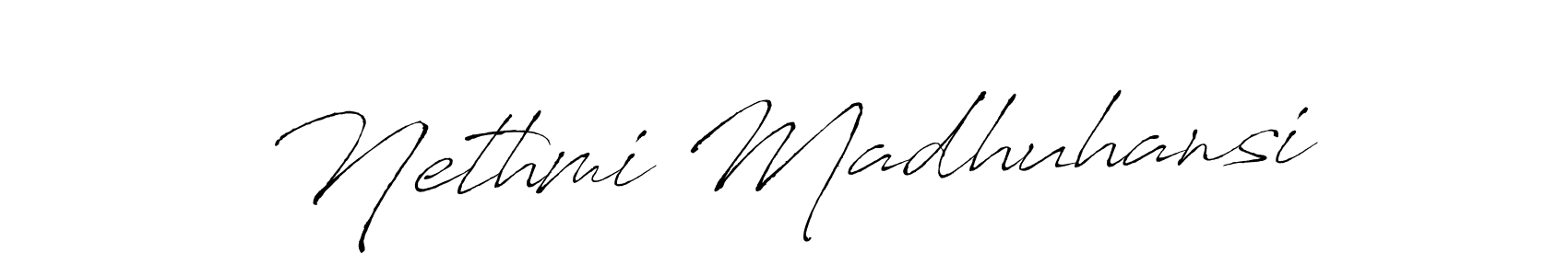 Antro_Vectra is a professional signature style that is perfect for those who want to add a touch of class to their signature. It is also a great choice for those who want to make their signature more unique. Get Nethmi Madhuhansi name to fancy signature for free. Nethmi Madhuhansi signature style 6 images and pictures png