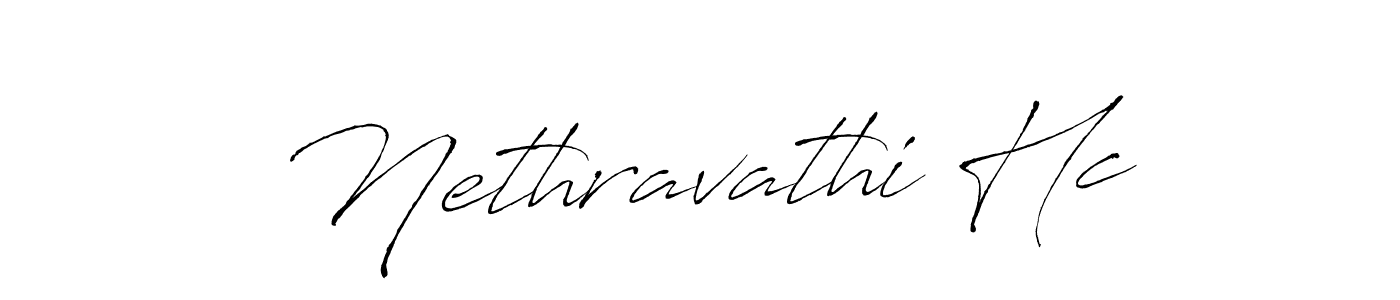 Make a beautiful signature design for name Nethravathi Hc. With this signature (Antro_Vectra) style, you can create a handwritten signature for free. Nethravathi Hc signature style 6 images and pictures png