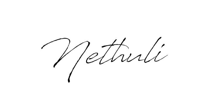 Antro_Vectra is a professional signature style that is perfect for those who want to add a touch of class to their signature. It is also a great choice for those who want to make their signature more unique. Get Nethuli name to fancy signature for free. Nethuli signature style 6 images and pictures png