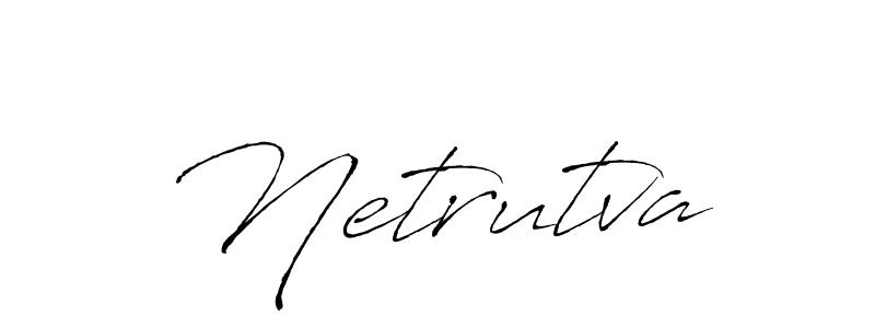 Use a signature maker to create a handwritten signature online. With this signature software, you can design (Antro_Vectra) your own signature for name Netrutva. Netrutva signature style 6 images and pictures png
