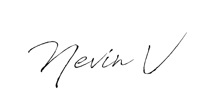 How to make Nevin V signature? Antro_Vectra is a professional autograph style. Create handwritten signature for Nevin V name. Nevin V signature style 6 images and pictures png