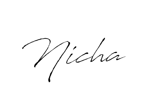 Make a beautiful signature design for name Nicha. With this signature (Antro_Vectra) style, you can create a handwritten signature for free. Nicha signature style 6 images and pictures png