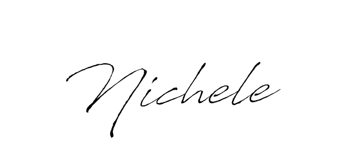 Make a beautiful signature design for name Nichele. With this signature (Antro_Vectra) style, you can create a handwritten signature for free. Nichele signature style 6 images and pictures png