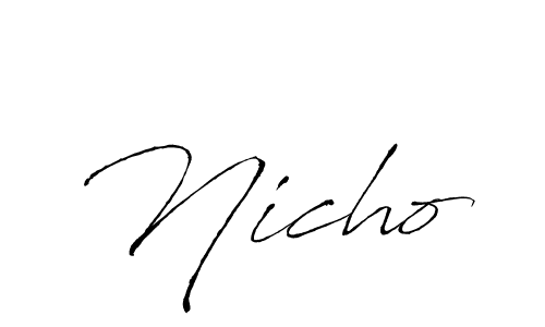 Design your own signature with our free online signature maker. With this signature software, you can create a handwritten (Antro_Vectra) signature for name Nicho. Nicho signature style 6 images and pictures png