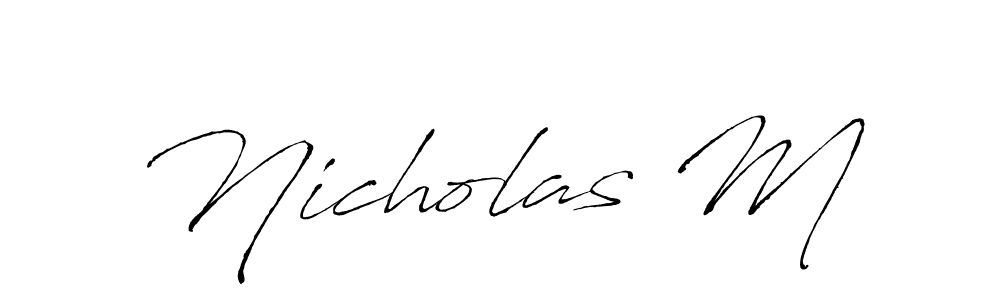 The best way (Antro_Vectra) to make a short signature is to pick only two or three words in your name. The name Nicholas M include a total of six letters. For converting this name. Nicholas M signature style 6 images and pictures png