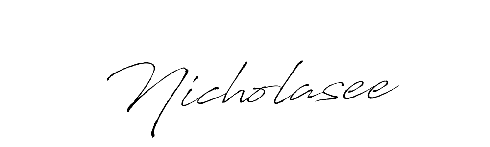 How to make Nicholasee name signature. Use Antro_Vectra style for creating short signs online. This is the latest handwritten sign. Nicholasee signature style 6 images and pictures png