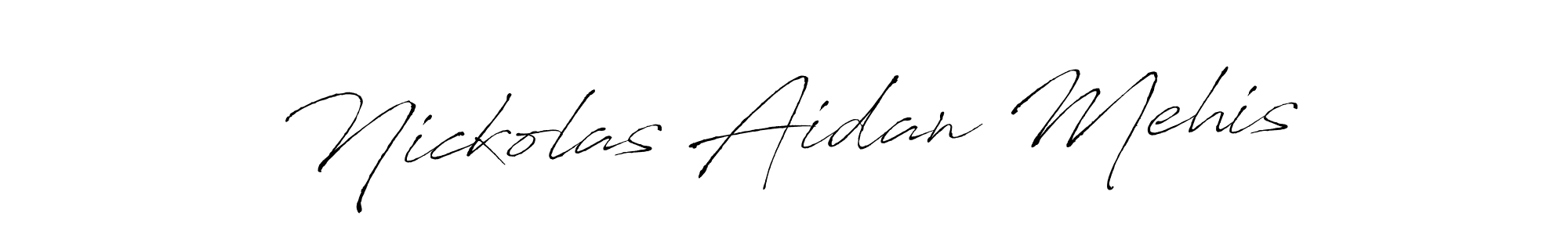 This is the best signature style for the Nickolas Aidan Mehis name. Also you like these signature font (Antro_Vectra). Mix name signature. Nickolas Aidan Mehis signature style 6 images and pictures png