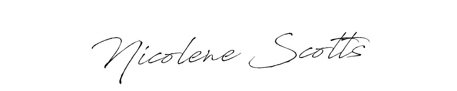 Make a beautiful signature design for name Nicolene Scotts. With this signature (Antro_Vectra) style, you can create a handwritten signature for free. Nicolene Scotts signature style 6 images and pictures png