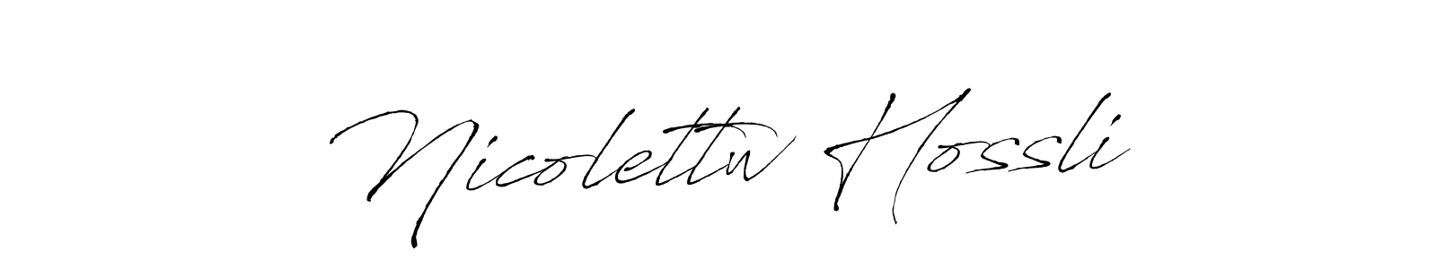 Antro_Vectra is a professional signature style that is perfect for those who want to add a touch of class to their signature. It is also a great choice for those who want to make their signature more unique. Get Nicolettw Hossli name to fancy signature for free. Nicolettw Hossli signature style 6 images and pictures png