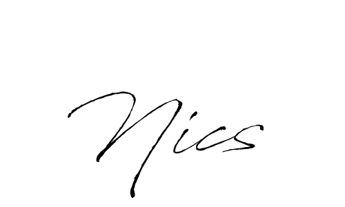 How to make Nics  name signature. Use Antro_Vectra style for creating short signs online. This is the latest handwritten sign. Nics  signature style 6 images and pictures png