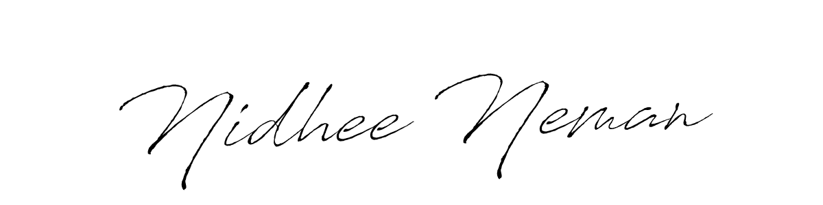 How to make Nidhee Neman name signature. Use Antro_Vectra style for creating short signs online. This is the latest handwritten sign. Nidhee Neman signature style 6 images and pictures png