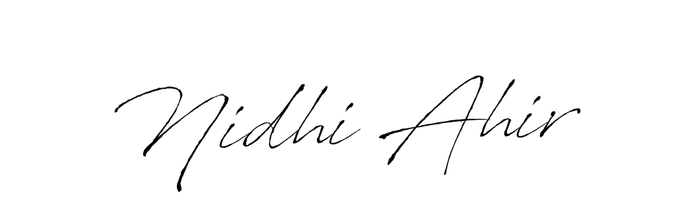 The best way (Antro_Vectra) to make a short signature is to pick only two or three words in your name. The name Nidhi Ahir include a total of six letters. For converting this name. Nidhi Ahir signature style 6 images and pictures png