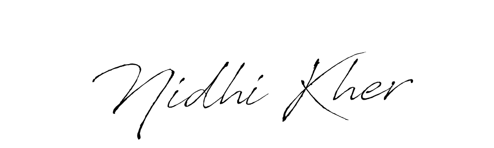 Design your own signature with our free online signature maker. With this signature software, you can create a handwritten (Antro_Vectra) signature for name Nidhi Kher. Nidhi Kher signature style 6 images and pictures png