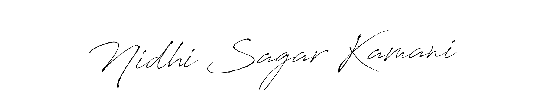 How to make Nidhi Sagar Kamani name signature. Use Antro_Vectra style for creating short signs online. This is the latest handwritten sign. Nidhi Sagar Kamani signature style 6 images and pictures png