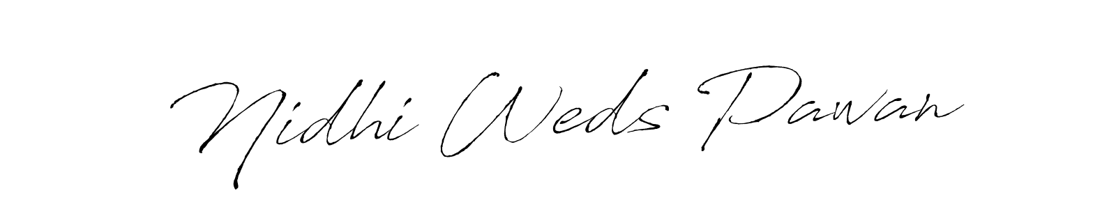 Antro_Vectra is a professional signature style that is perfect for those who want to add a touch of class to their signature. It is also a great choice for those who want to make their signature more unique. Get Nidhi Weds Pawan name to fancy signature for free. Nidhi Weds Pawan signature style 6 images and pictures png