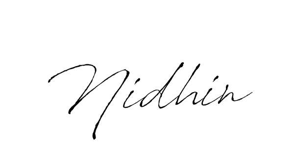 How to make Nidhin signature? Antro_Vectra is a professional autograph style. Create handwritten signature for Nidhin name. Nidhin signature style 6 images and pictures png