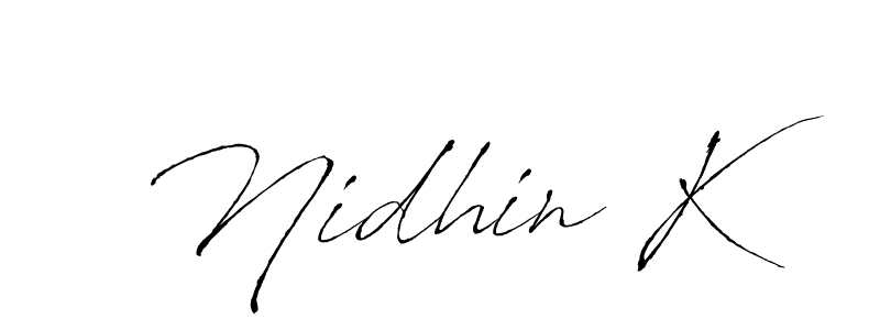 Design your own signature with our free online signature maker. With this signature software, you can create a handwritten (Antro_Vectra) signature for name Nidhin K. Nidhin K signature style 6 images and pictures png