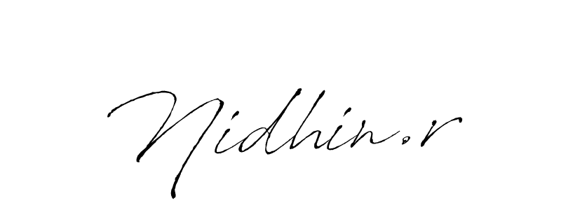 Use a signature maker to create a handwritten signature online. With this signature software, you can design (Antro_Vectra) your own signature for name Nidhin.r. Nidhin.r signature style 6 images and pictures png