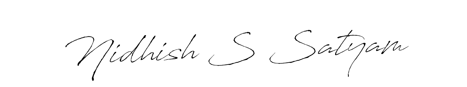 You can use this online signature creator to create a handwritten signature for the name Nidhish S Satyam. This is the best online autograph maker. Nidhish S Satyam signature style 6 images and pictures png