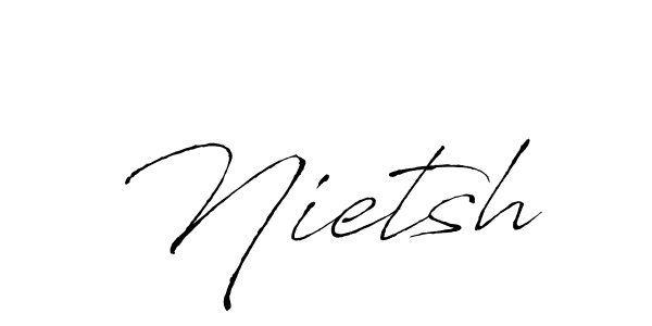 Use a signature maker to create a handwritten signature online. With this signature software, you can design (Antro_Vectra) your own signature for name Nietsh. Nietsh signature style 6 images and pictures png