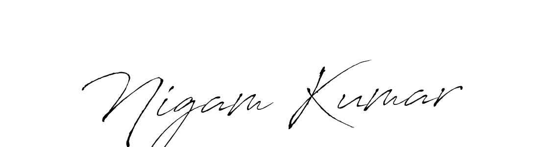 The best way (Antro_Vectra) to make a short signature is to pick only two or three words in your name. The name Nigam Kumar include a total of six letters. For converting this name. Nigam Kumar signature style 6 images and pictures png