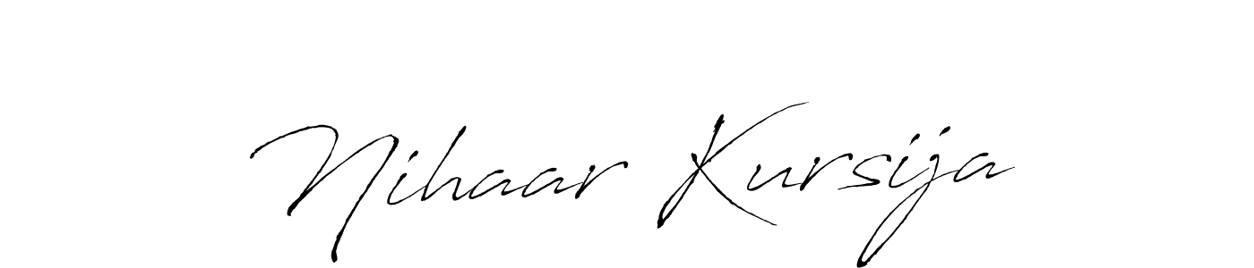How to make Nihaar Kursija name signature. Use Antro_Vectra style for creating short signs online. This is the latest handwritten sign. Nihaar Kursija signature style 6 images and pictures png