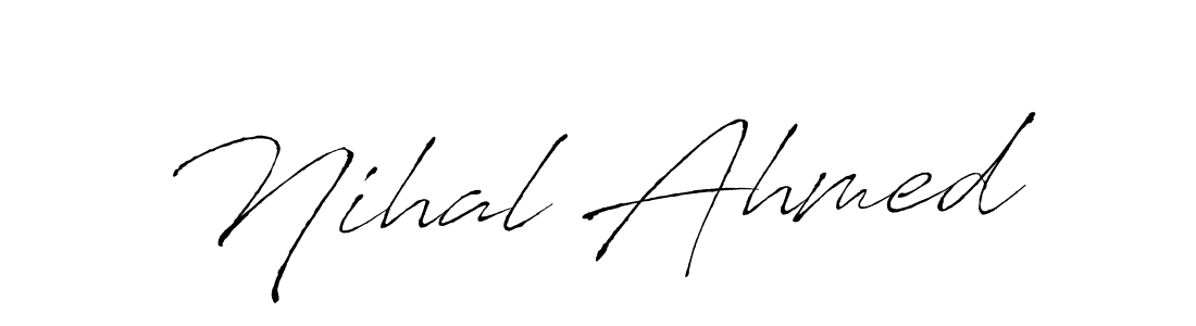 Make a beautiful signature design for name Nihal Ahmed. With this signature (Antro_Vectra) style, you can create a handwritten signature for free. Nihal Ahmed signature style 6 images and pictures png