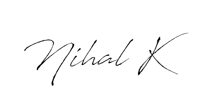 Also we have Nihal K name is the best signature style. Create professional handwritten signature collection using Antro_Vectra autograph style. Nihal K signature style 6 images and pictures png