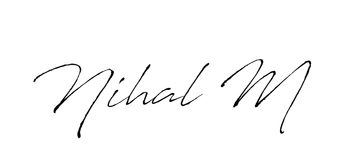 This is the best signature style for the Nihal M name. Also you like these signature font (Antro_Vectra). Mix name signature. Nihal M signature style 6 images and pictures png