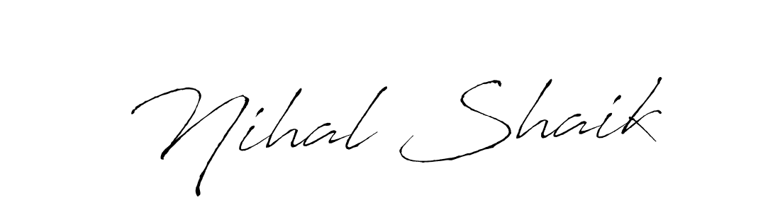 How to make Nihal Shaik name signature. Use Antro_Vectra style for creating short signs online. This is the latest handwritten sign. Nihal Shaik signature style 6 images and pictures png
