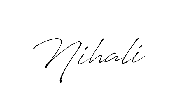 if you are searching for the best signature style for your name Nihali. so please give up your signature search. here we have designed multiple signature styles  using Antro_Vectra. Nihali signature style 6 images and pictures png