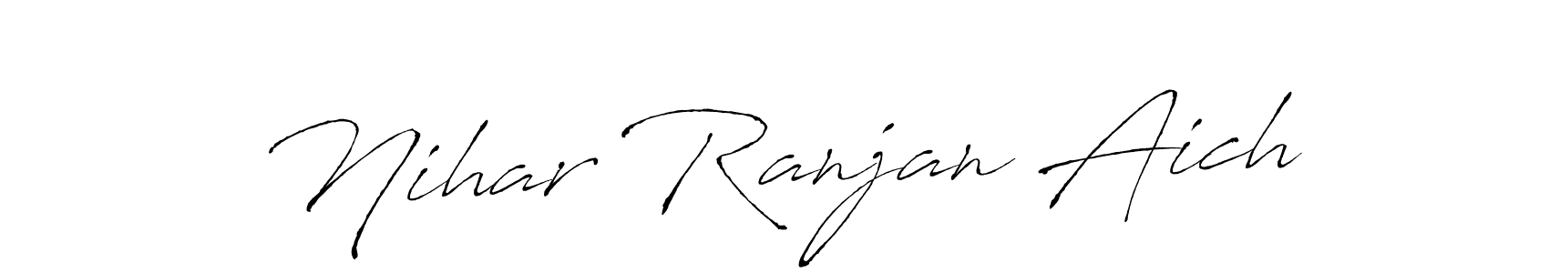 The best way (Antro_Vectra) to make a short signature is to pick only two or three words in your name. The name Nihar Ranjan Aich include a total of six letters. For converting this name. Nihar Ranjan Aich signature style 6 images and pictures png