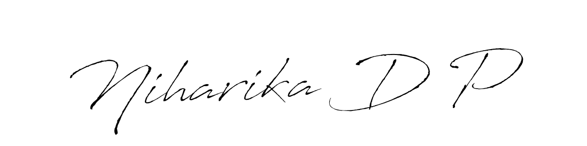 This is the best signature style for the Niharika D P name. Also you like these signature font (Antro_Vectra). Mix name signature. Niharika D P signature style 6 images and pictures png