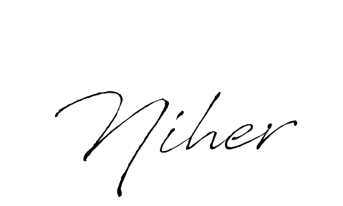 Design your own signature with our free online signature maker. With this signature software, you can create a handwritten (Antro_Vectra) signature for name Niher. Niher signature style 6 images and pictures png