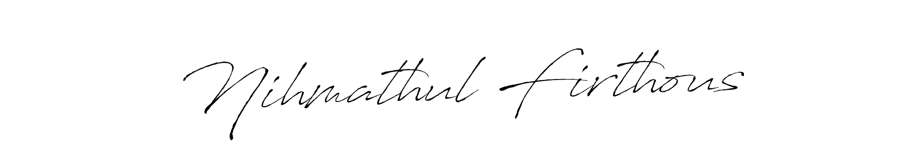 if you are searching for the best signature style for your name Nihmathul Firthous. so please give up your signature search. here we have designed multiple signature styles  using Antro_Vectra. Nihmathul Firthous signature style 6 images and pictures png