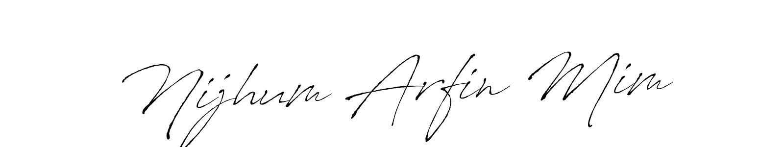 You should practise on your own different ways (Antro_Vectra) to write your name (Nijhum Arfin Mim) in signature. don't let someone else do it for you. Nijhum Arfin Mim signature style 6 images and pictures png