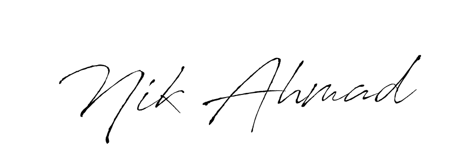 Also You can easily find your signature by using the search form. We will create Nik Ahmad name handwritten signature images for you free of cost using Antro_Vectra sign style. Nik Ahmad signature style 6 images and pictures png