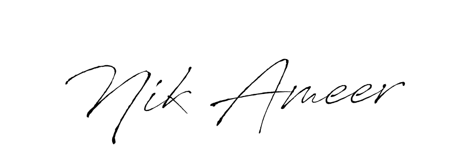 Make a beautiful signature design for name Nik Ameer. With this signature (Antro_Vectra) style, you can create a handwritten signature for free. Nik Ameer signature style 6 images and pictures png