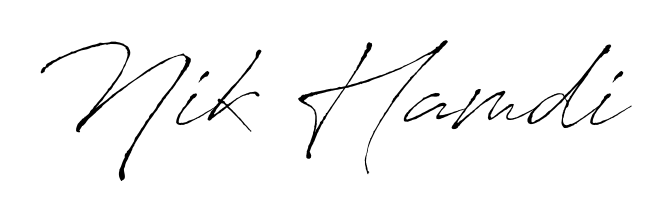 Explore multiple handwriting variations for Nik Hamdi including this stunning Antro_Vectra design. Free to use across all platforms. Nik Hamdi signature style 6 images and pictures png